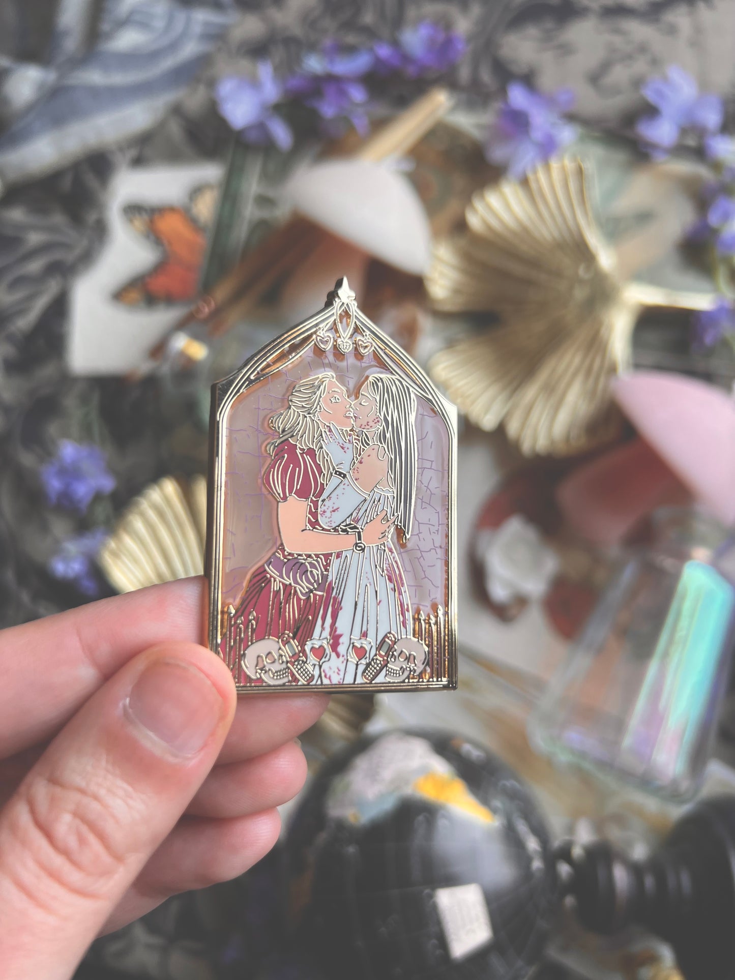 Spooky Couple Pins (Purple & White)