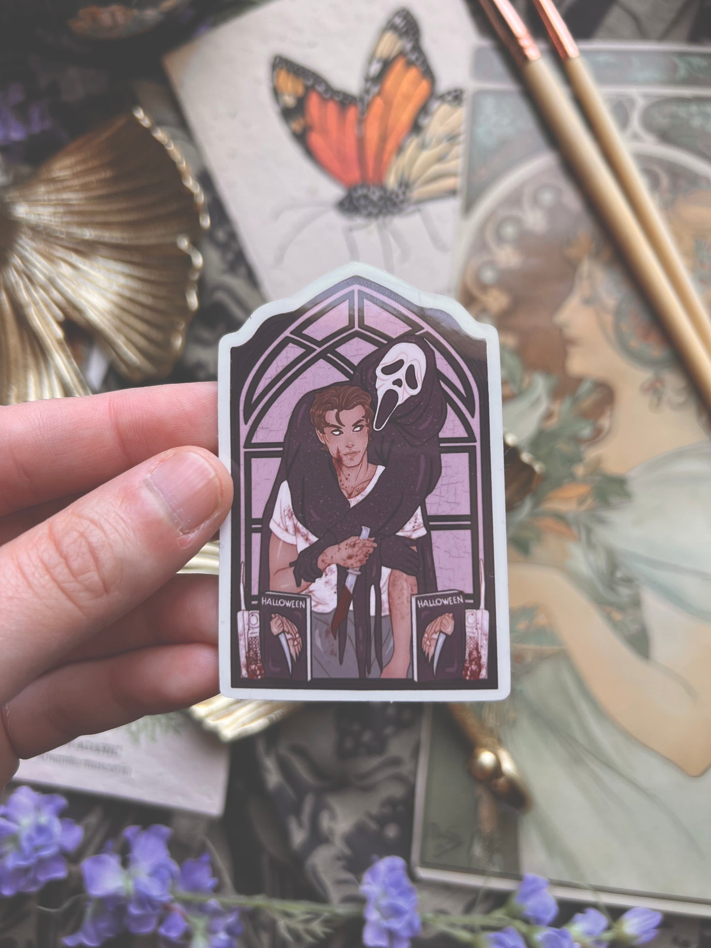 Spooky Couple Stickers (Purple & White)