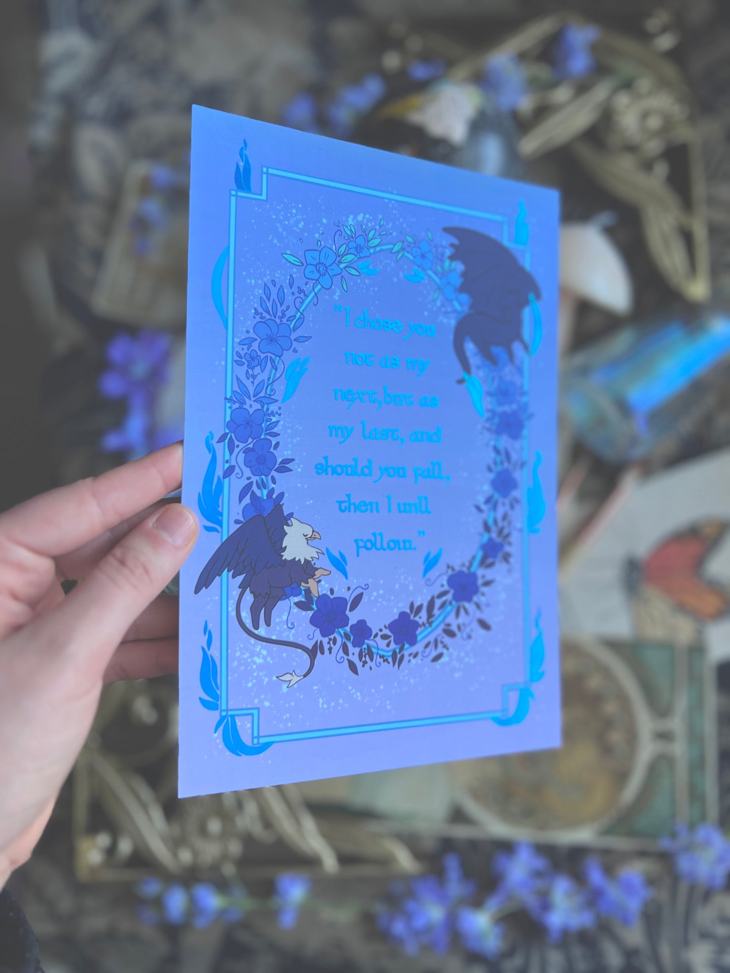 Iron Flame Blue Foil Prints