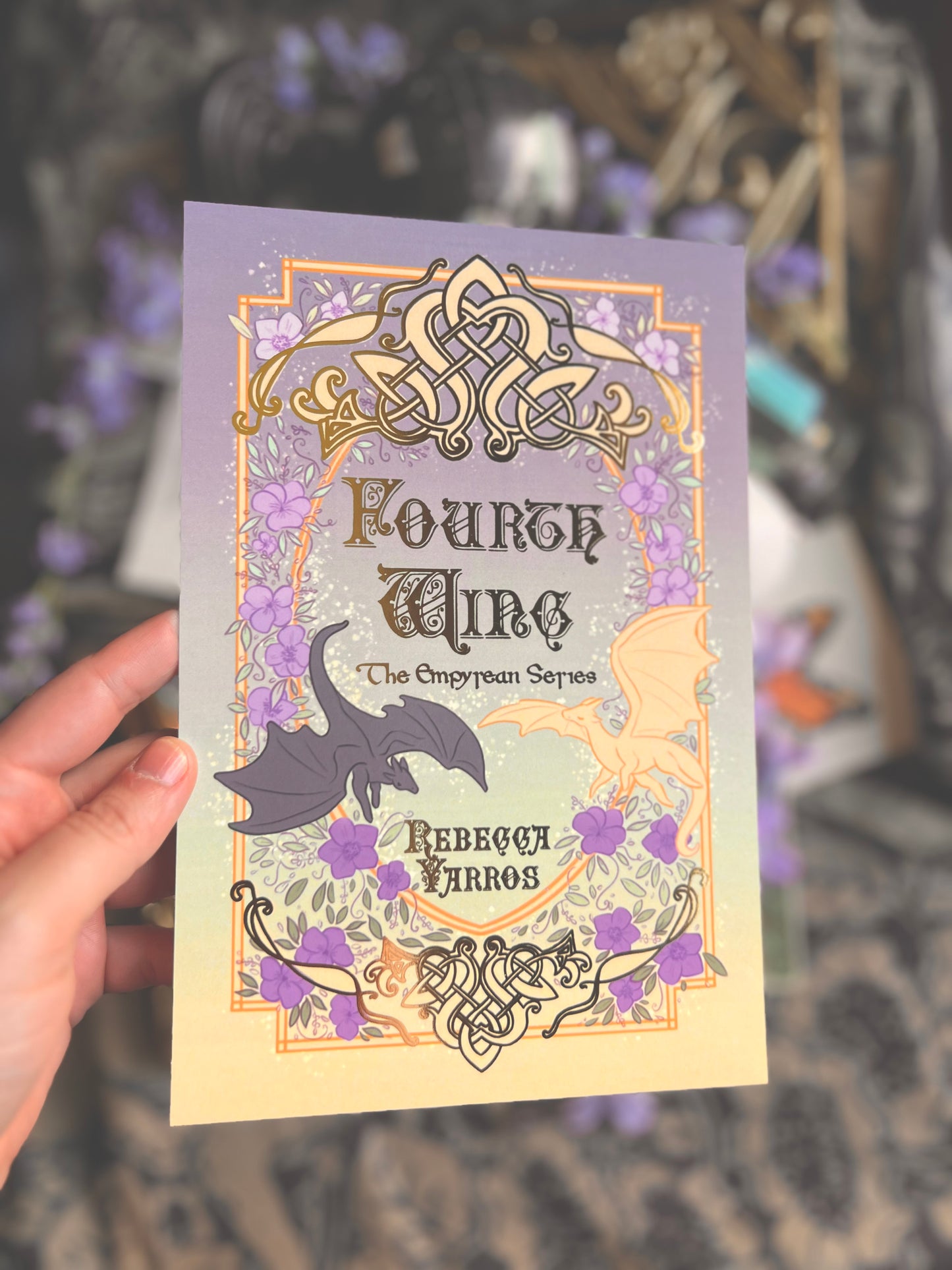 Fourth Wing Gold Foil Prints