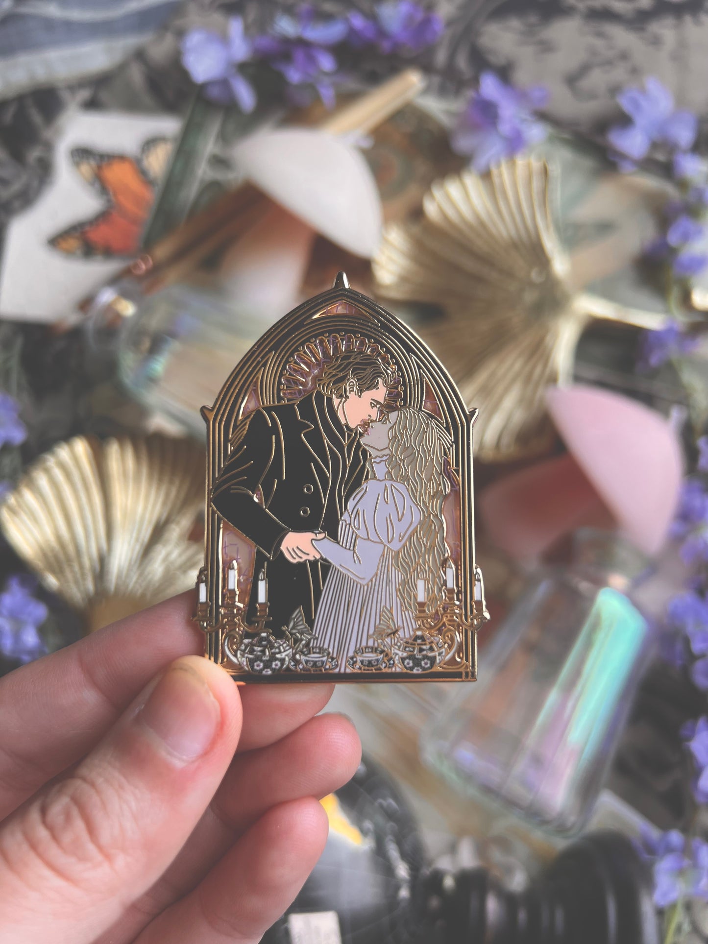 Spooky Couple Pins (Purple & White)