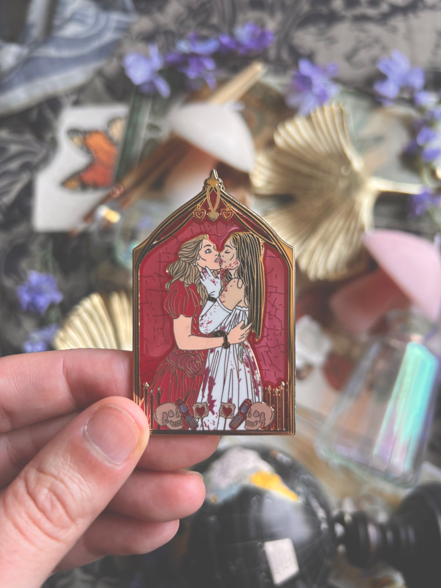 Spooky Couple Pins (Red & Black)