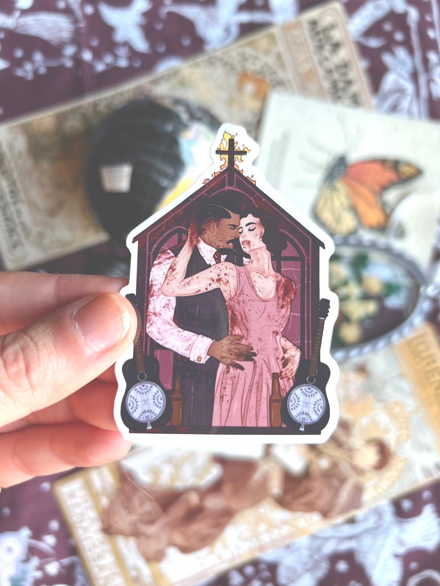 Spooky Couple Stickers (Purple & White)